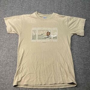 Vintage Eagle Shirt Mens Medium Gildan Beige Short Sleeve Classic 90s Retro